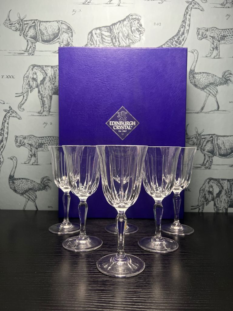 VINTAGE Edinburgh Crystal Wine Glasses – Set of 6 in Original Box – Rare Set