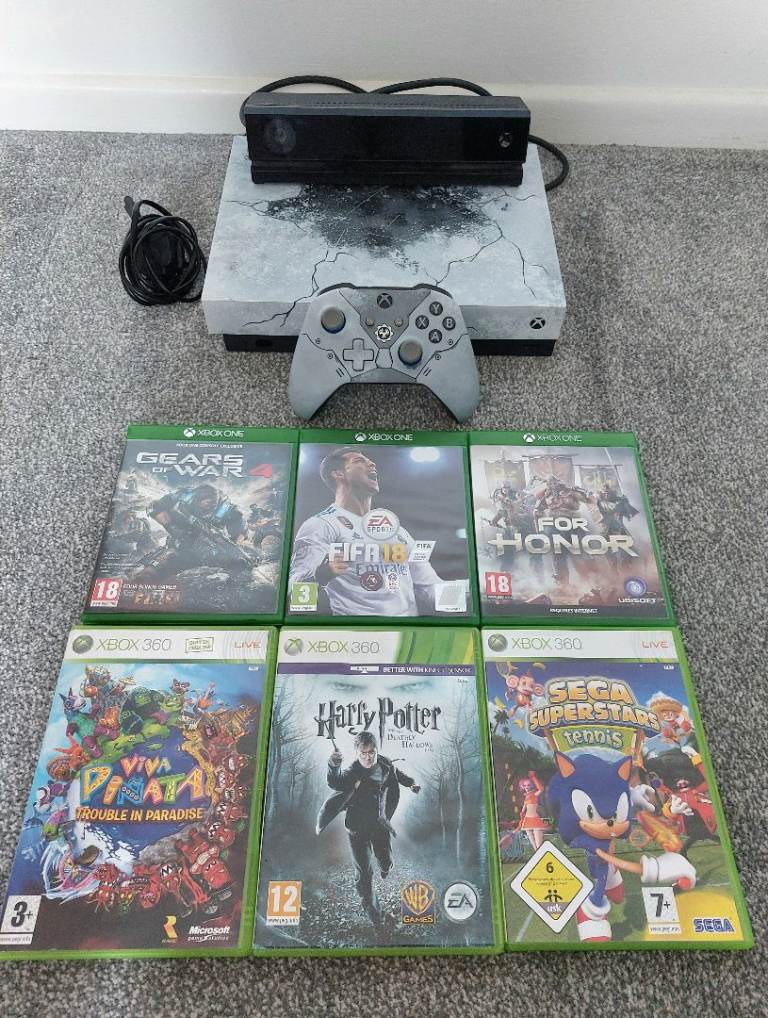 1TB limited edition Gears Of War XBOX One X with controller, kinect and games 