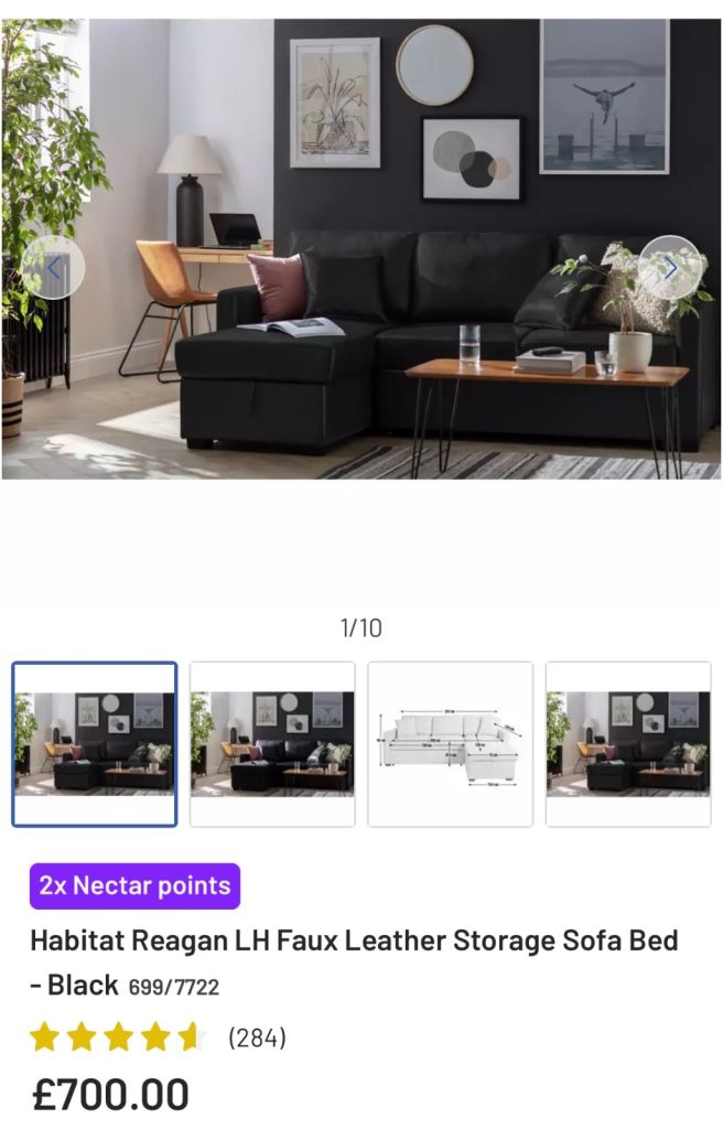 Habitat Reagan Faux Leather Corner Sofa Bed with Storage