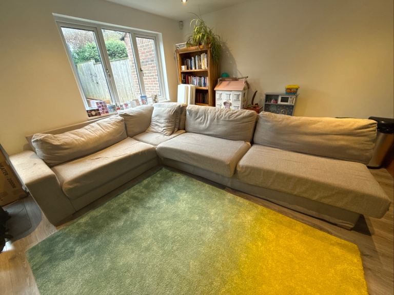 Large Modular Corner Sofa Bed 8 Seater Grey Fabric Nabru Easy Transport ...