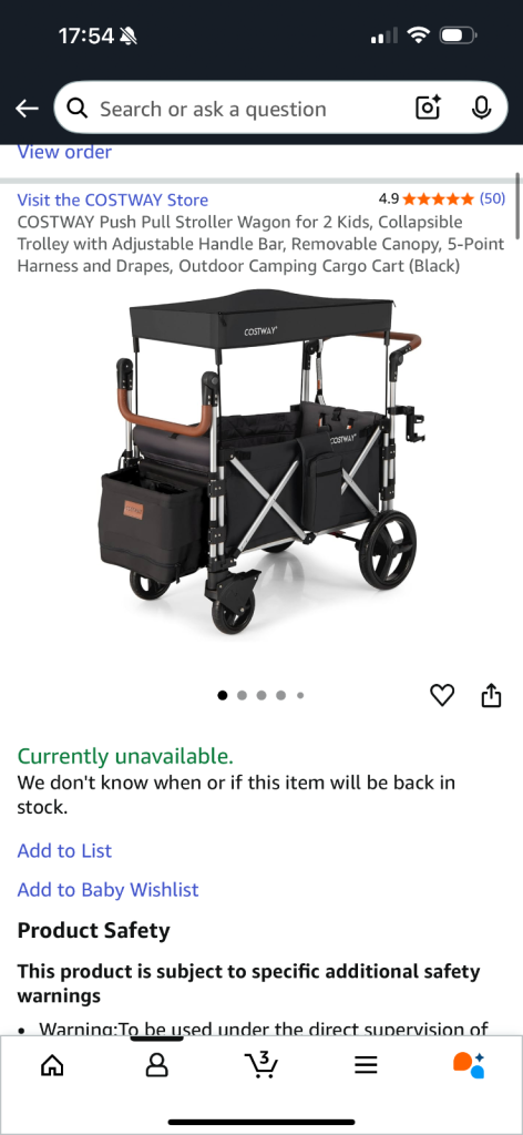 Costway push pull stroller wagon for 2