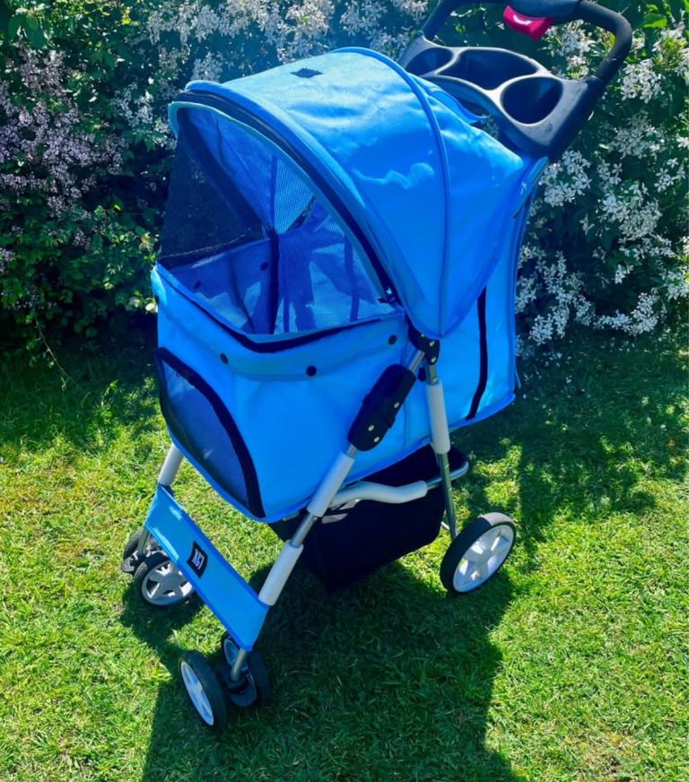 Pet Dog Cat stroller pram 4 wheel travel carriage pet carrier 