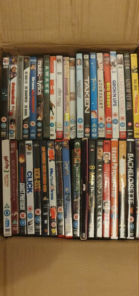 100+ dvds, a fee blu rays too.