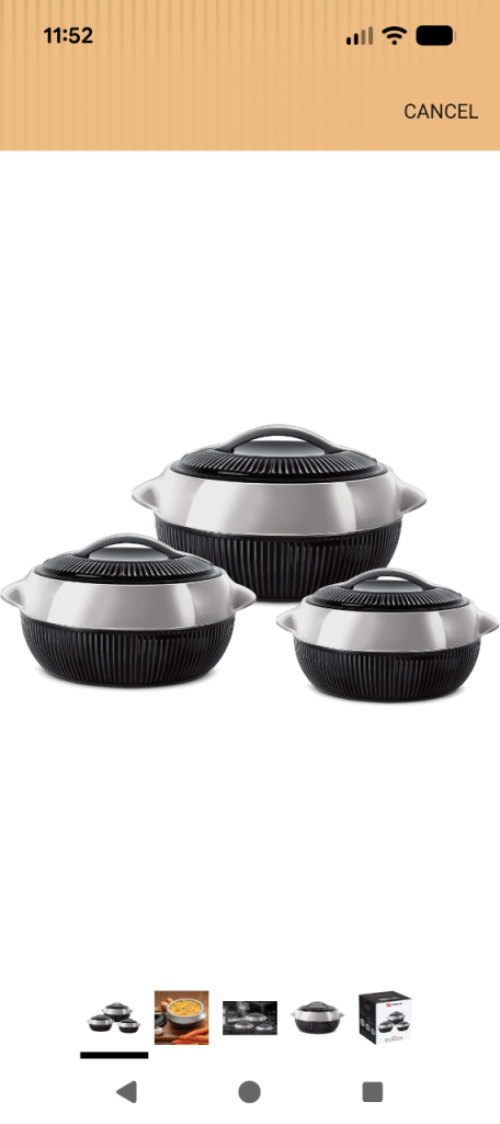 SQ Professional Fiesta Insulated Casserole Set 3pc 1-1.5-2.5L Black/Silver