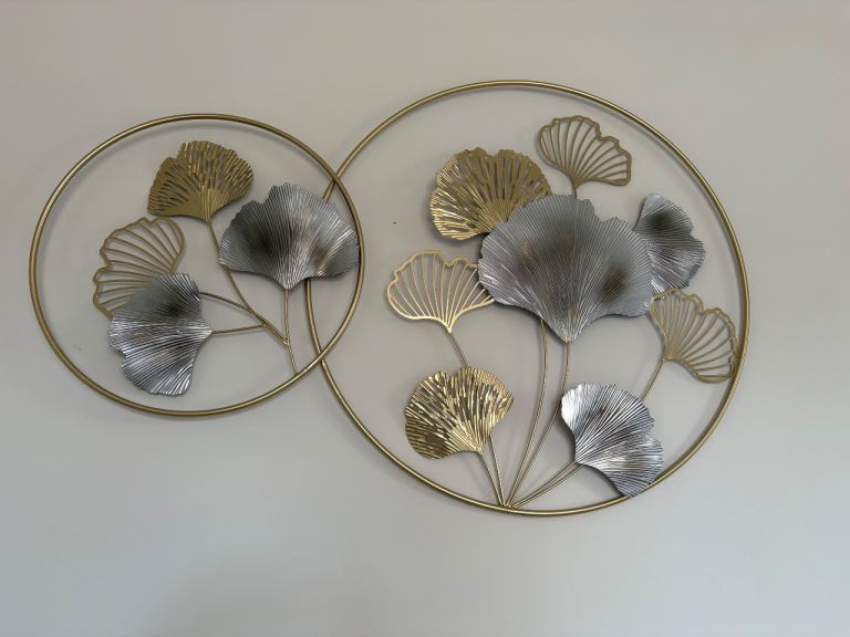 Ginkgo Leaf Metal Wall Art – Gold & Silver, As Good As New