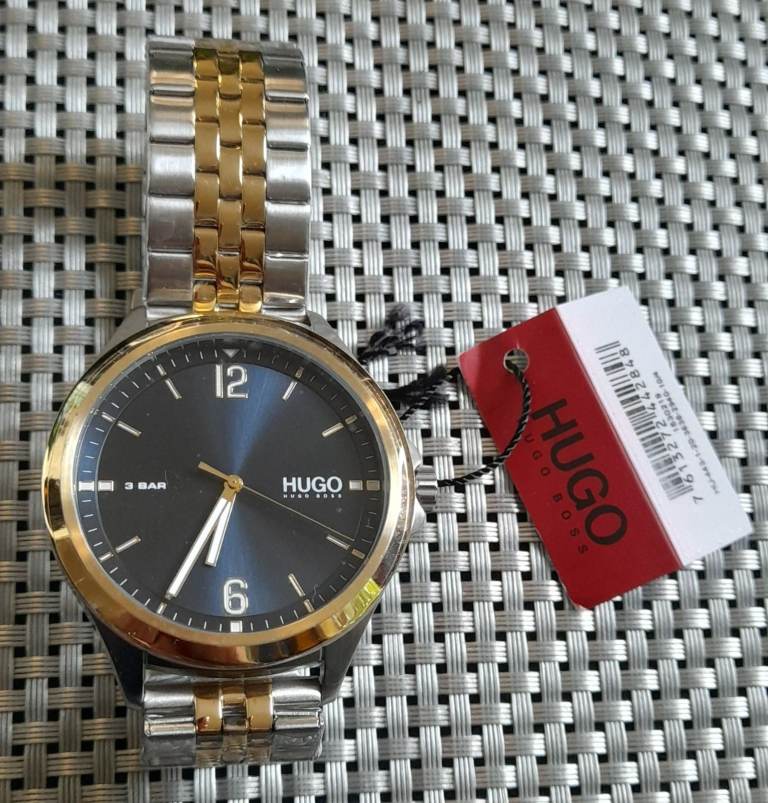 Hugo Boss Men Analog Quartz #Suit 2-Tone Bracelet plated Watch 1530219