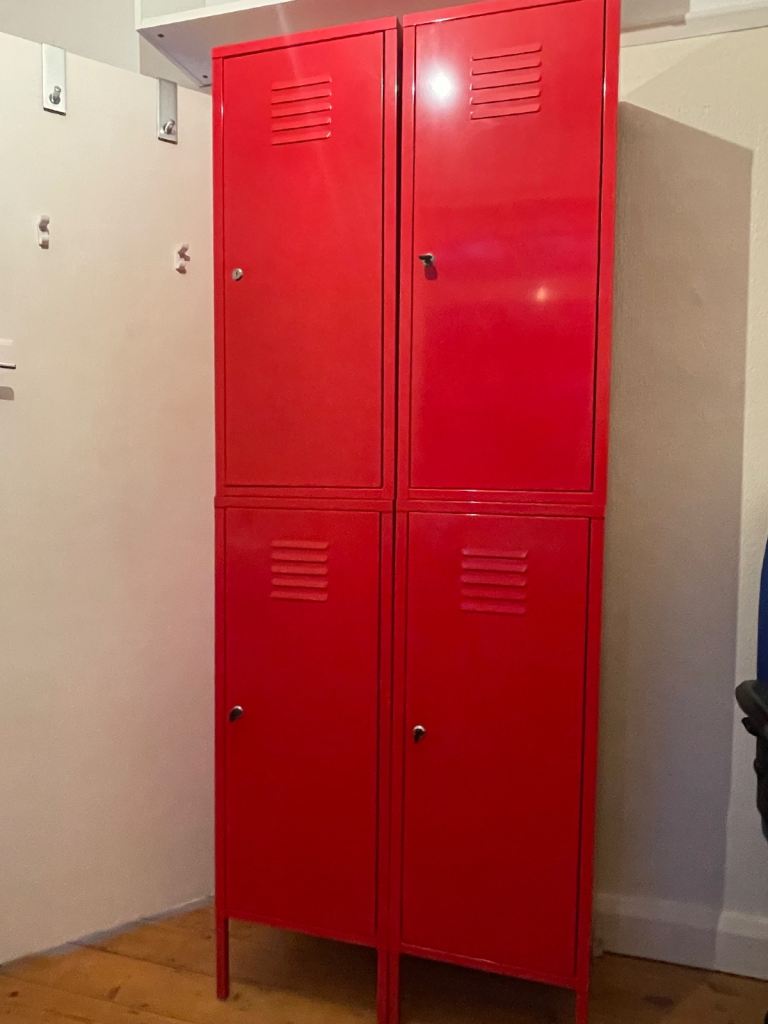 Pair of vintage IKEA red  lockers 