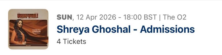Shreya Goshal concert Tickets 