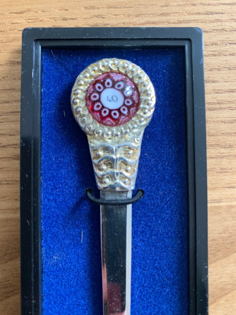 Caithness Ruby Wedding paper weight / letter opener