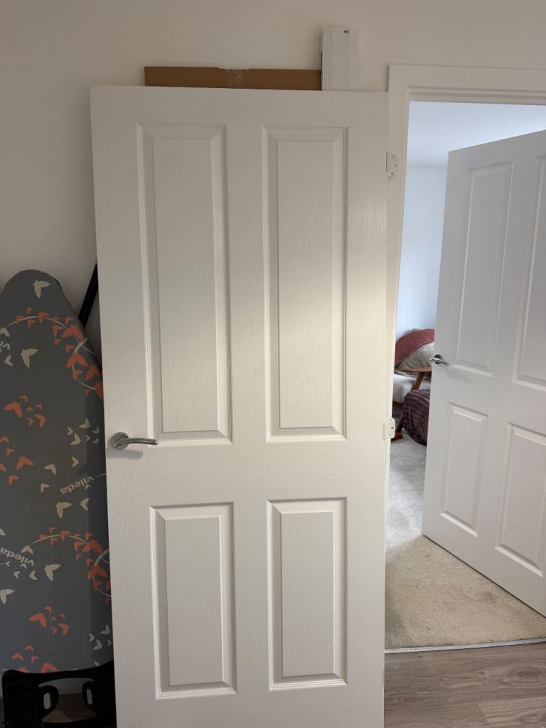 Brand new White 4 Panel Internal Door – Chrome Handle & Hinges Included ...