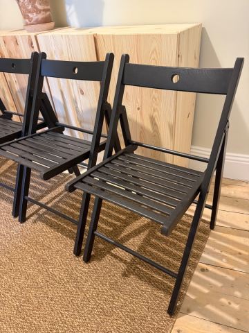 IKEA TERJE Folding Chairs - Black Wood, Set of 4, £25.00 for Sale