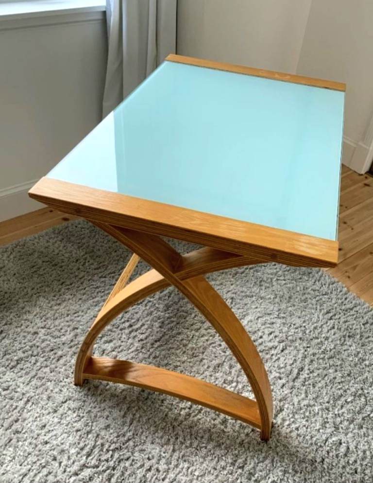 Glass topped desk or table
