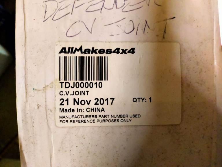 LANDROVER DEFENDER 110 CV JOINT