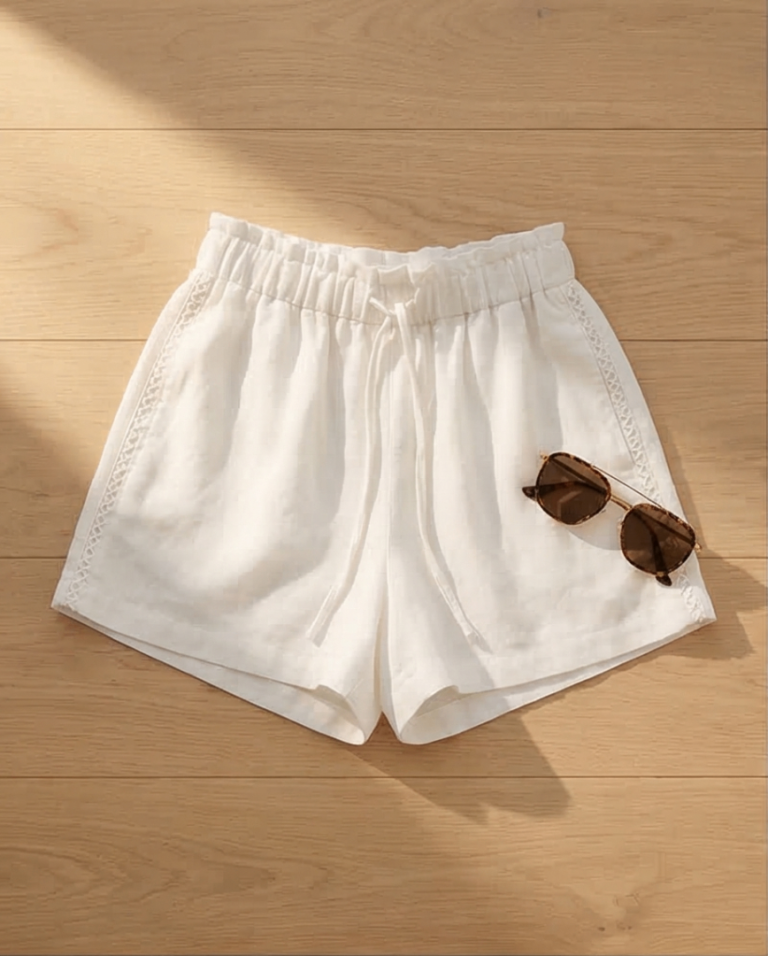 Comfortable White Womens Shorts – Drawstring Waist