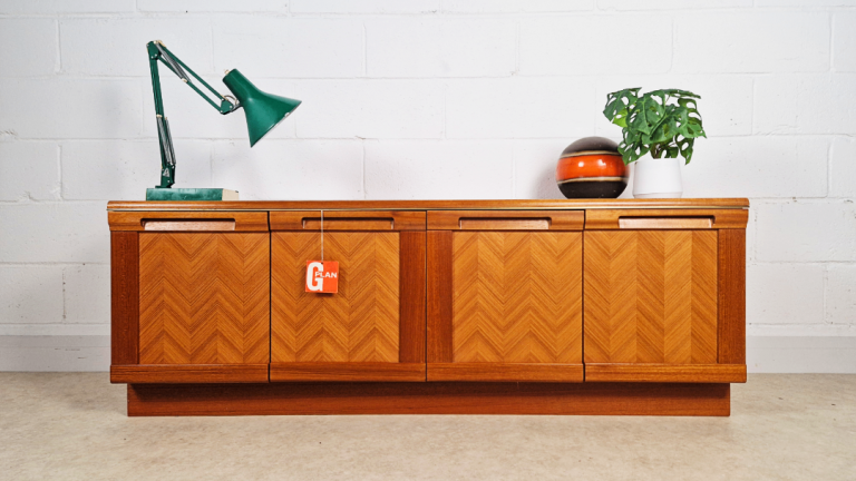 G Plan Herringbone Red Label Vintage Mid Century Danish Design Sideboard Buffet Credenza PG115