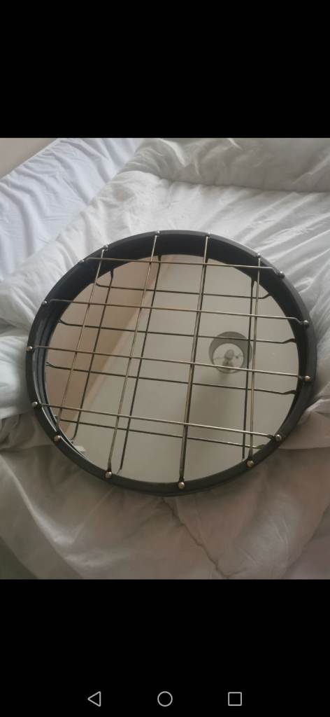 Round Mirror with Metal Grid – Good Condition