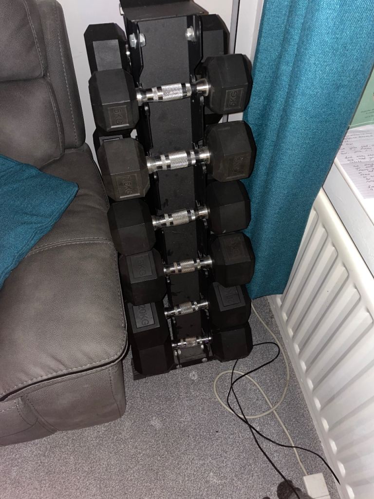 image for Hex dumbbells with stand/ bench