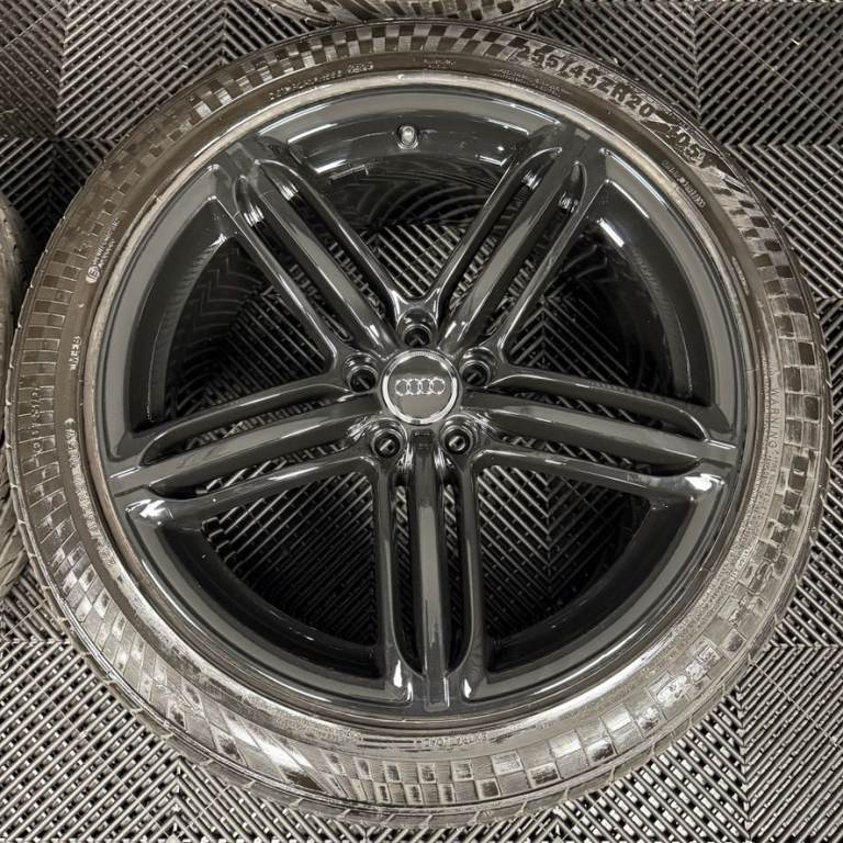 20'' GENUINE AUDI Q5 5 TRIPLE SPOKE SEGMENT BLACK S LINE TYRES ALLOY WHEELS ALLOYS