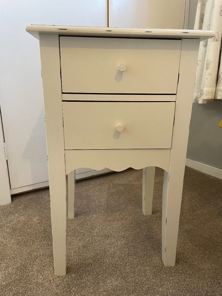 Vintage off white bedside table 