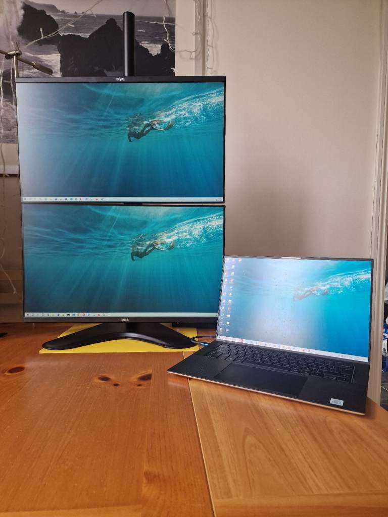 Dual Dell P2419H Monitors with Vertical Stand – Full HD 24”, Excellent Condition