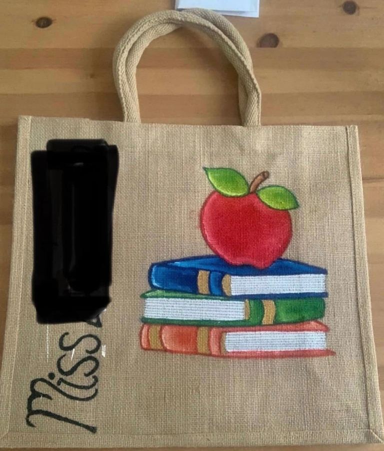 Personalised Hessian bags for teachers 