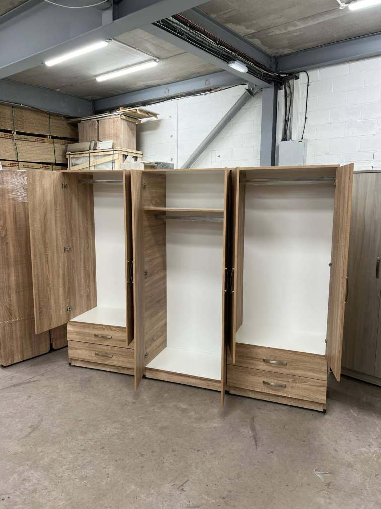 New Wooden Wardrobe with Drawers and Shelves