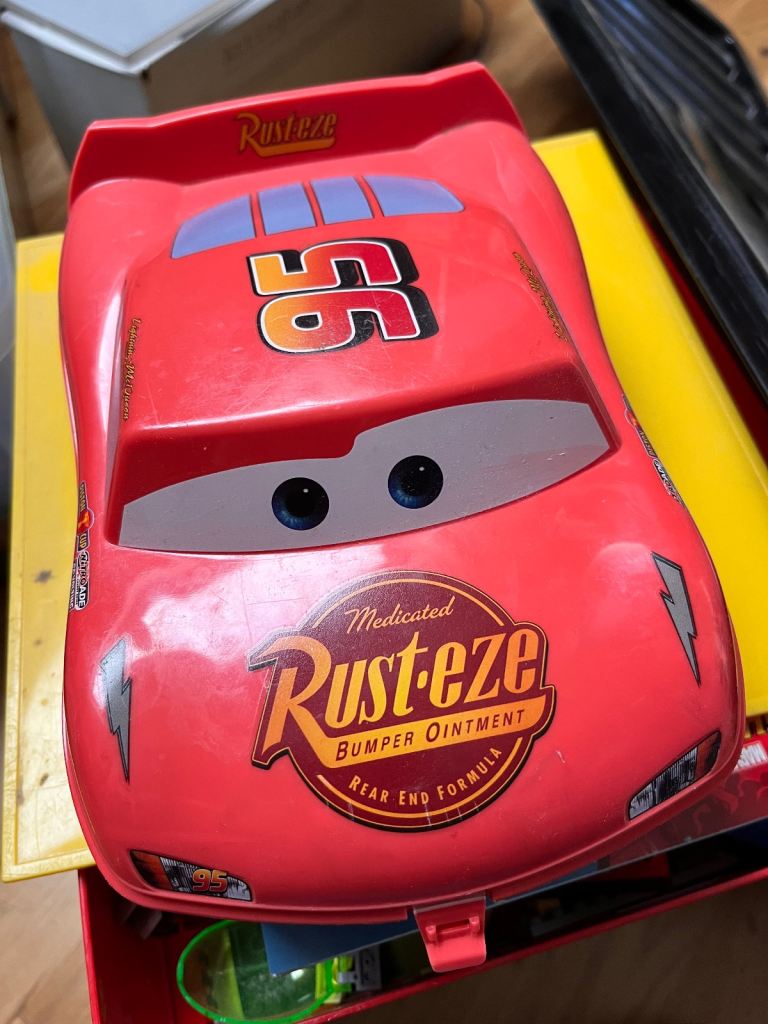 image for Hotwheels track & cars with plastic box 