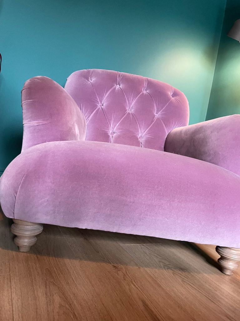 Tetrad Duffel Armchair in Lilac Velvet