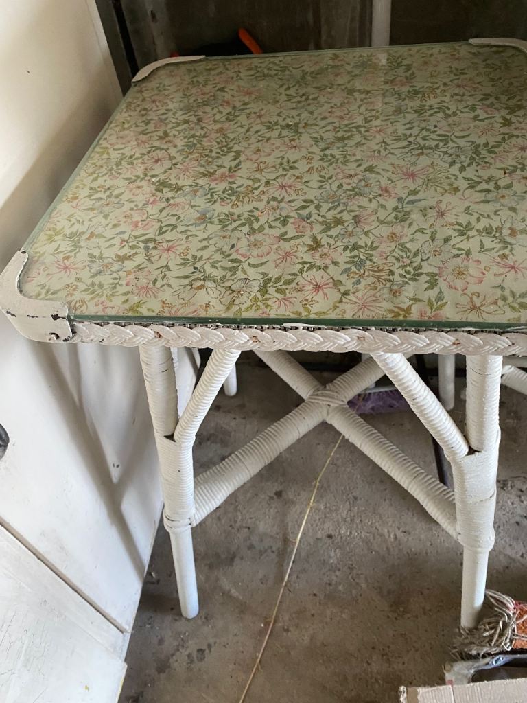 Lloyd loom chair and table