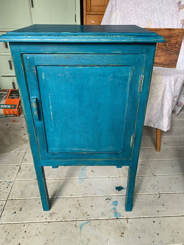 Upcycled vintage Wooden Cabinet with Shelf – Fair Condition