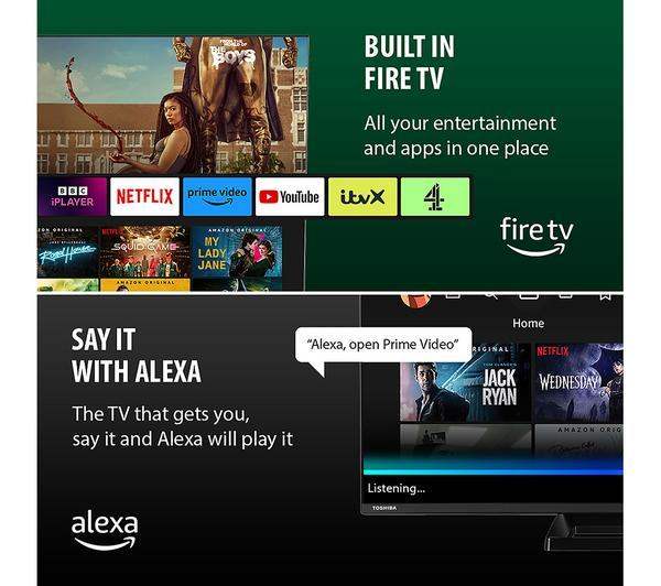TOSHIBA Fire TV 50UF3F53DB 50" Smart 4K Ultra HD HDR LED TV with Amazon Alexa 