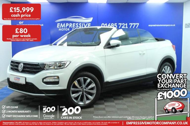 2021 21 VOLKSWAGEN T-ROC 1.0 TSI DESIGN CABRIOLET 2DR PETROL MANUAL EURO 6 (S/S)