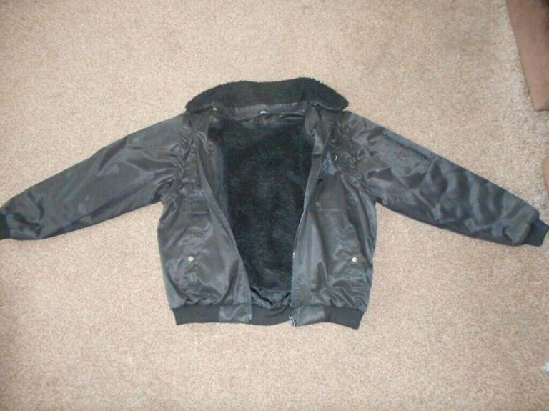 Mens Black Pilots Jacket with Fur Lining and Collar