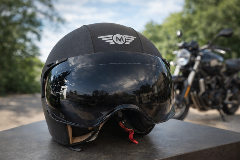 Moto Helmets Open Face Leather Black Helmet - Size L 59-60 cm - Brand New