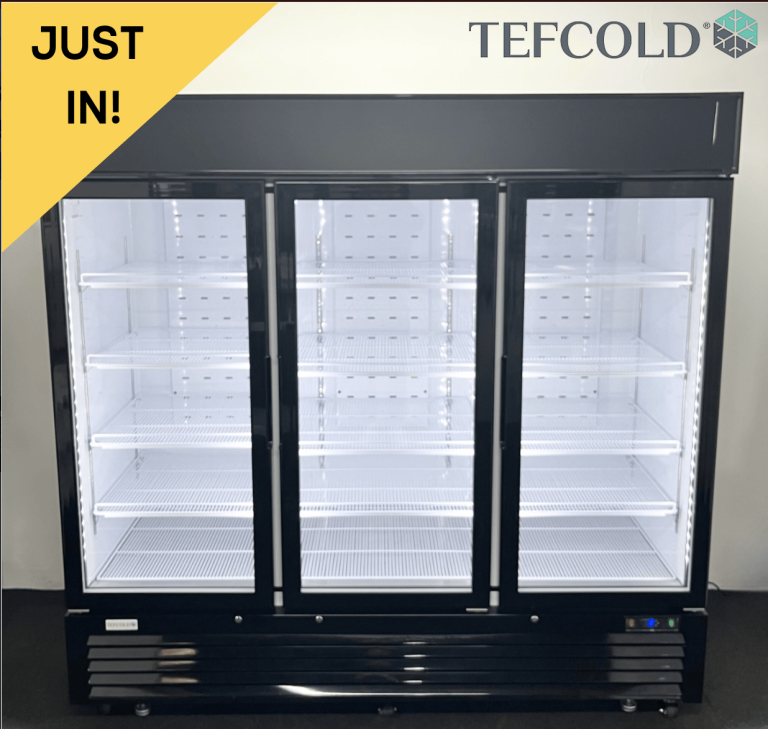 Hardly Used Tefcold 2060mm Upright Glass Fronted Display Fridge - PAY OVER 6 MONTHS WITH WARRANTY!