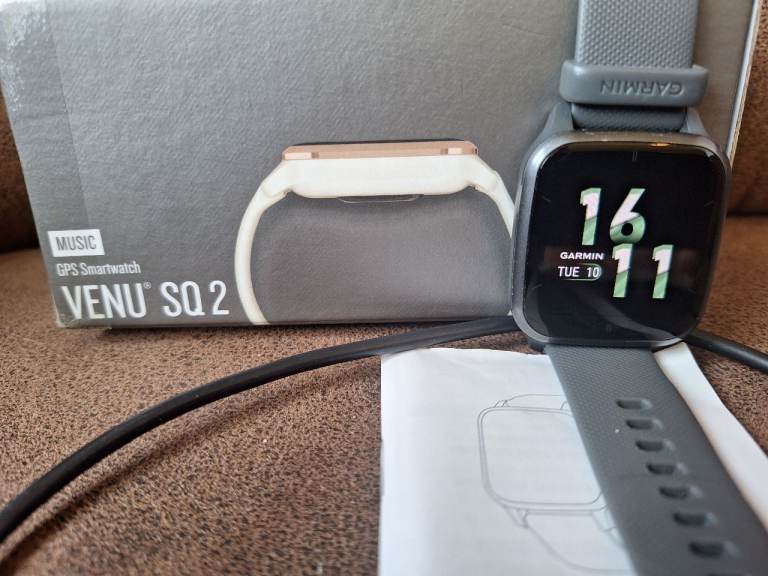 Garmin Venu Sq 2 Music, Boxed, GPS Smart watch, Grey/Silver, VGC