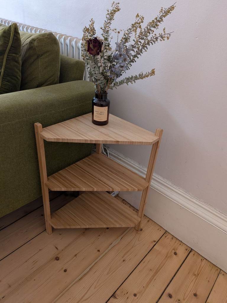 IKEA bamboo corner side table