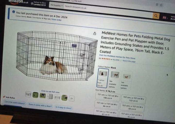Folding black metal dog pen 