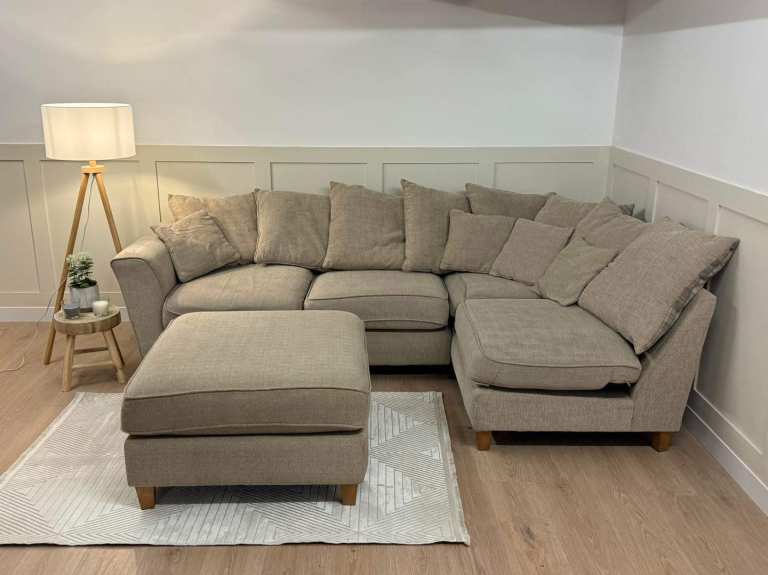 SCS Hugo Beige Corner sofa with Matching Footstool