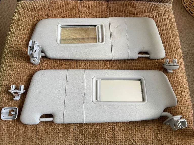 Pair of Sun Visors (Left & Right) - Audi A3 8P (2003-2012) - Grey with Mirrors