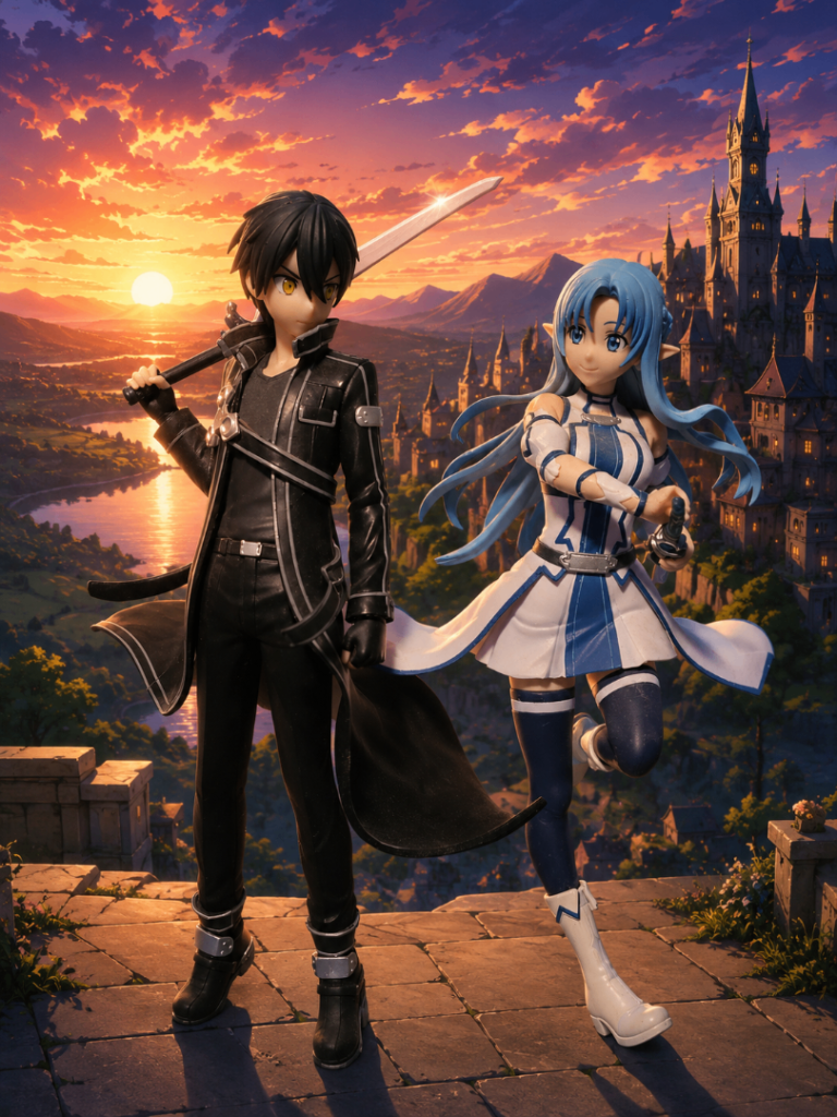 Sword Art Online Kirito & Asuna Figures – Good Condition