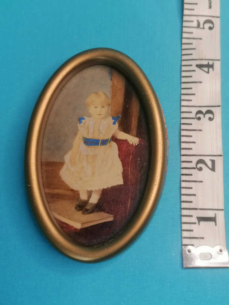 Vintage PICTURE FRAME, CHILD'S PICTURE boots.