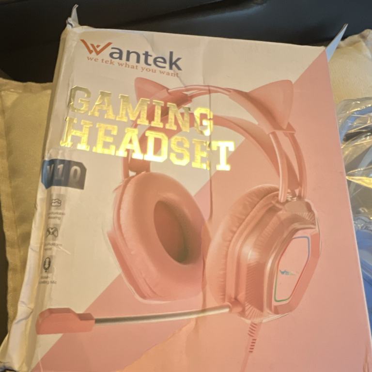 Wantek Gaming Headset Blue Over-Ear Double Ear-Cup 3.5mm Jack Boom Mic