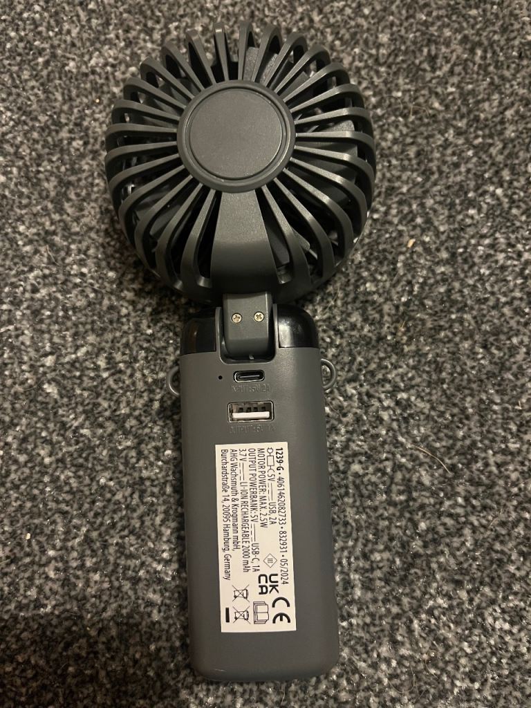 Rechargeable hand held fan