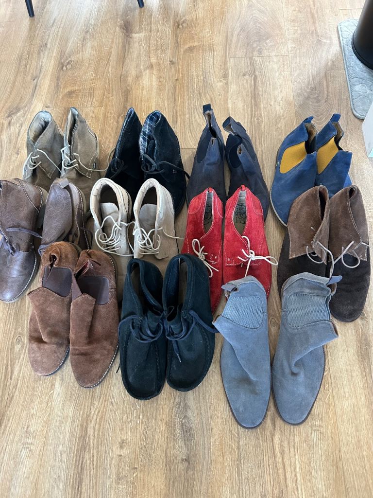 Large Bundle of Suede Desert Boots and Shoes – Various Colours