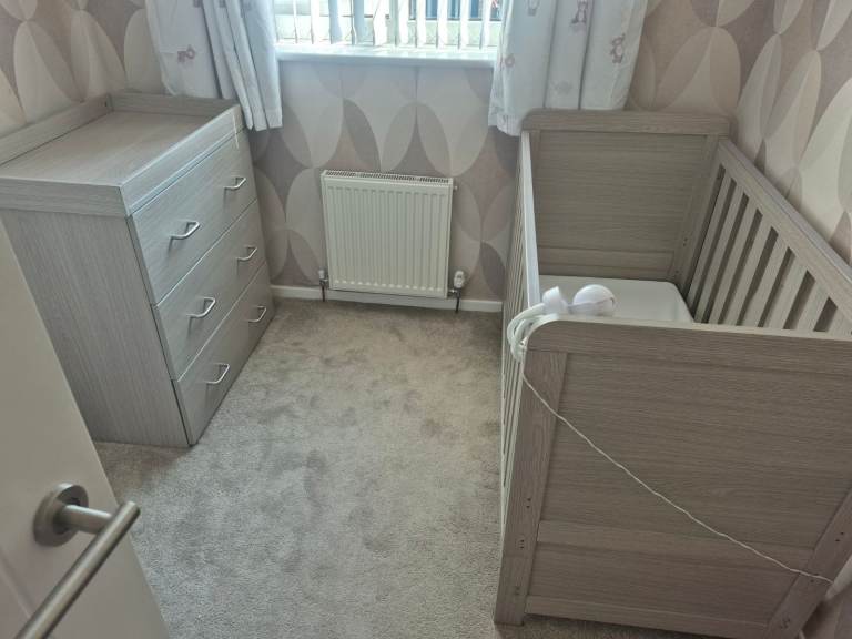 Babymore Caro Cot Bed and Chest Changer – Grey, As Good As New