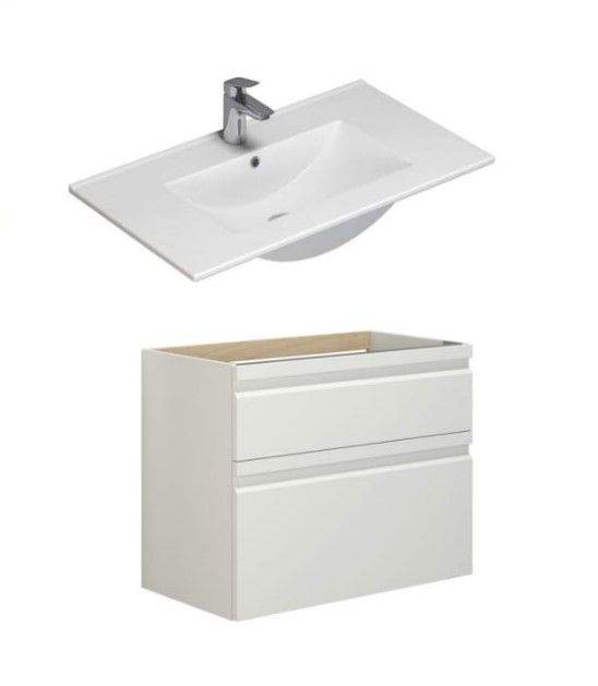 Dansani Luna 80cm Vanity Unit with Porcelain Washbasin Matt White RRP £1952