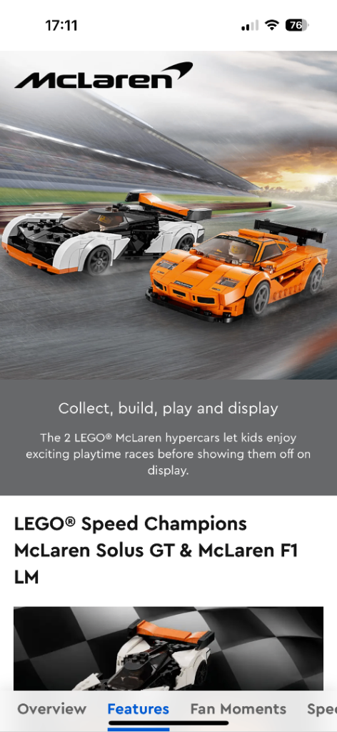 Lego McLaren Speed Champions Solus GT & McLaren F1 LM