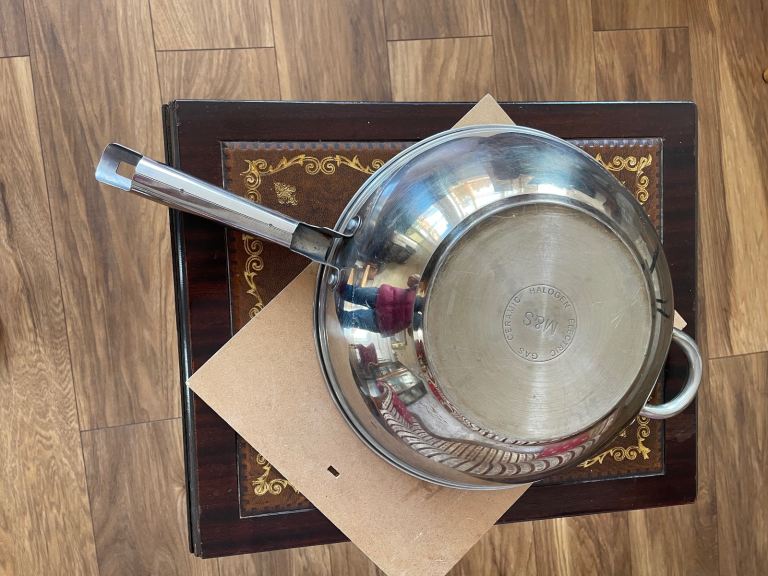 Chinese Wok Stainless Steel With Glass Lid by Marks & Spencer