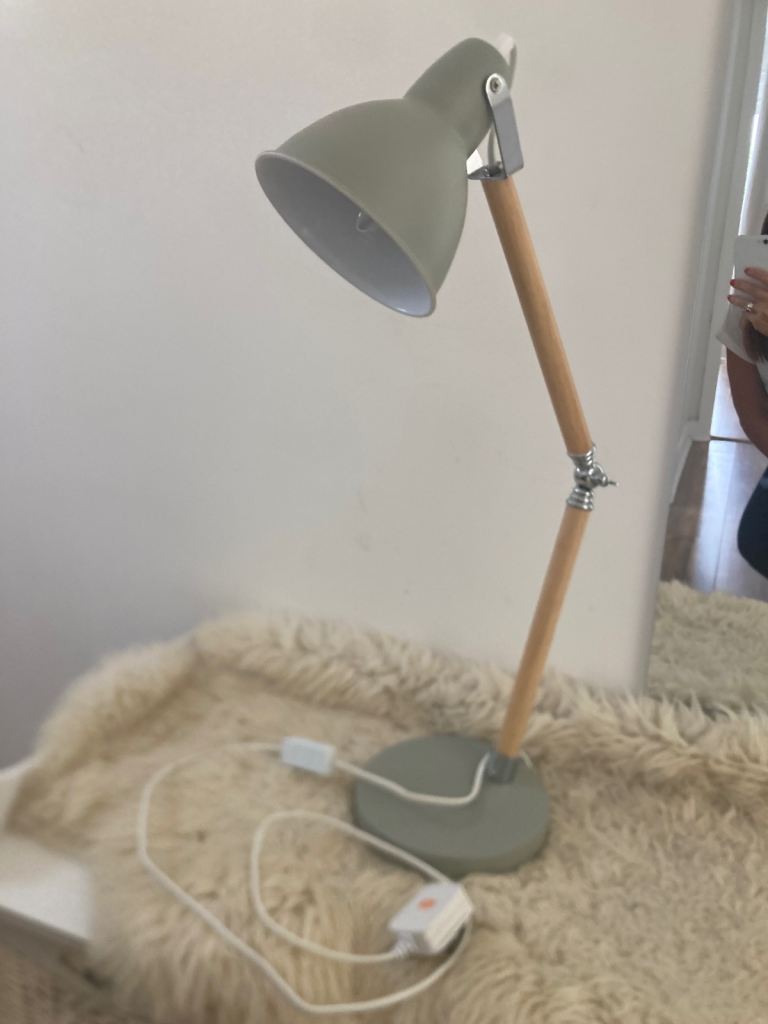 Industrial grey wooden desk lamp light